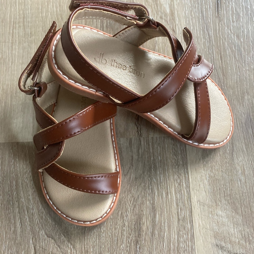 Brown Faux Leather Sandals